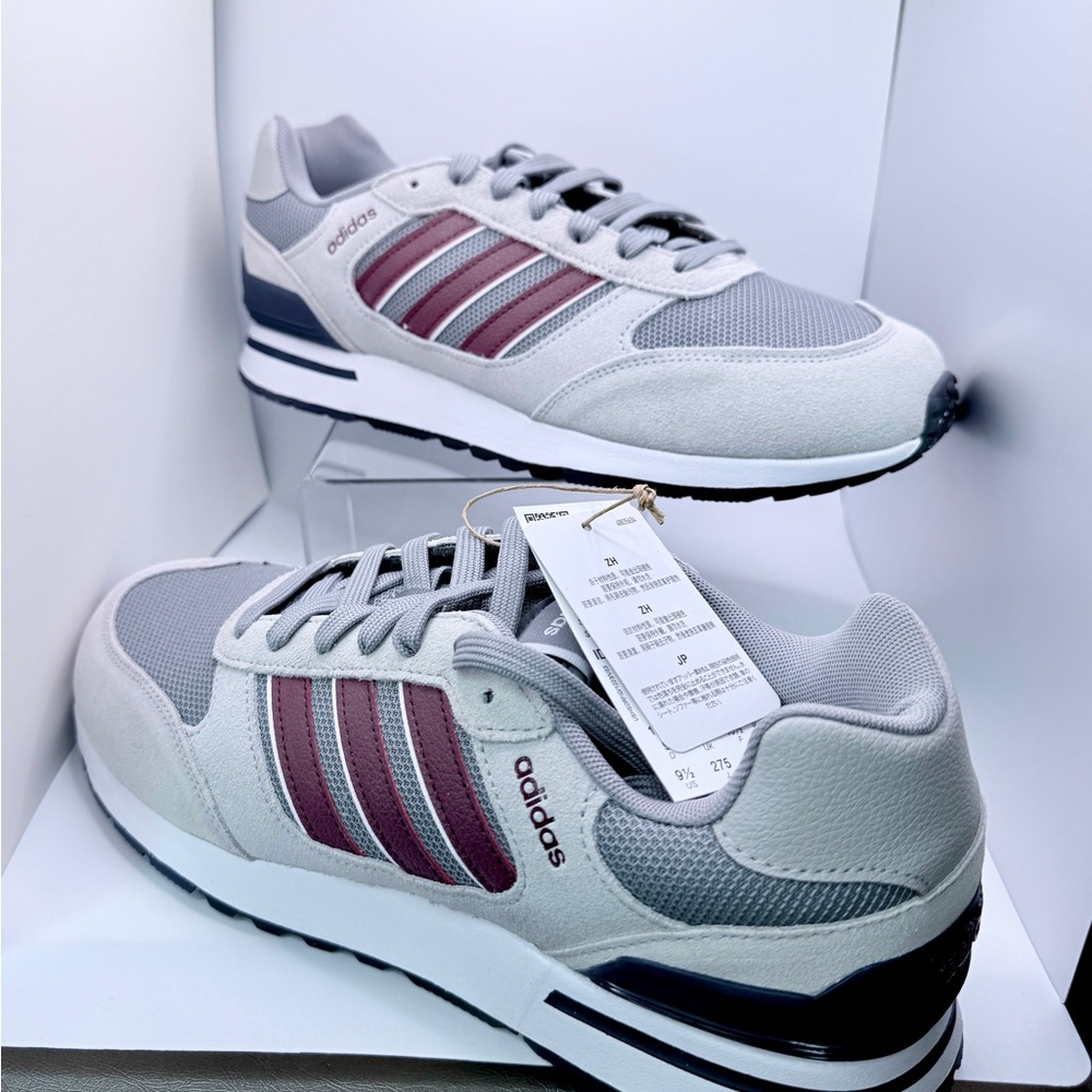Adidas Men's Gray and Burgundy Run 80s Sneakers. 9.5M